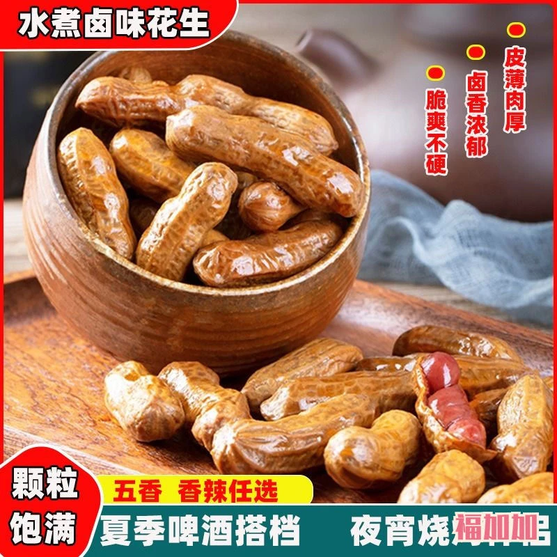 【拍一单发2斤】带汁卤煮花生带壳五香盐水香辣花生米下酒菜零食