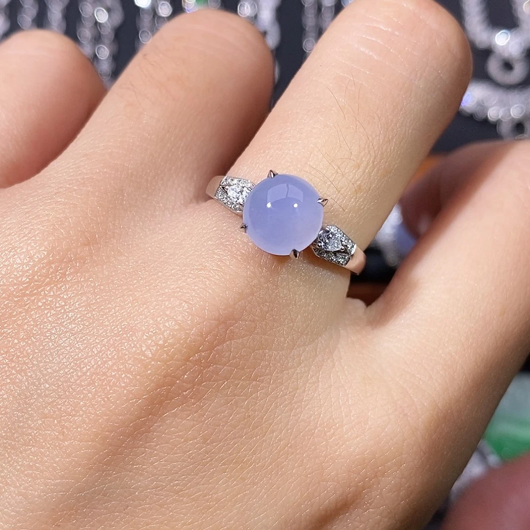 翡翠18K金镶嵌颈饰戒指