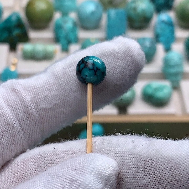 琥珀未镶嵌珠宝奇石直径9玉化水草纹圆珠