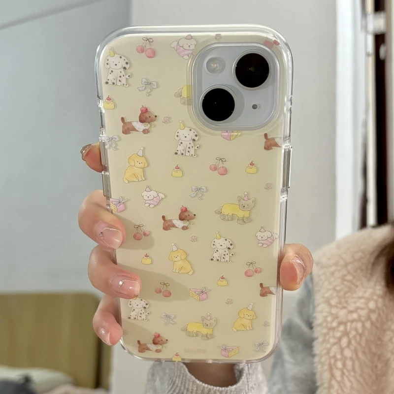 奥菲顿奶黄樱桃小狗适用iPhone16/15promax大孔苹果手机壳13/12套