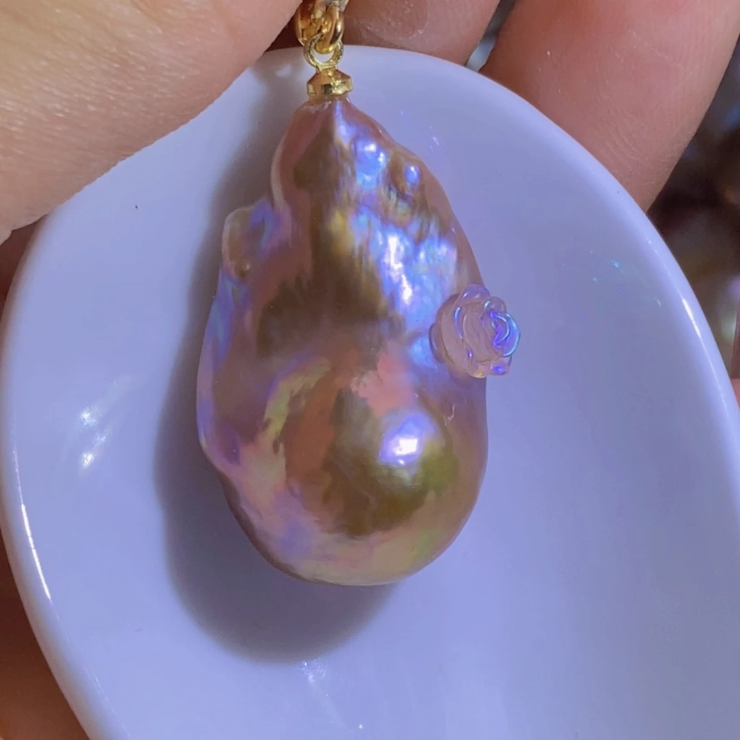 银S925镶嵌淡水珍珠天然淡水珍珠