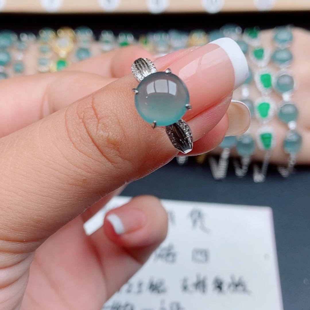 翡翠银S925镶嵌戒指18