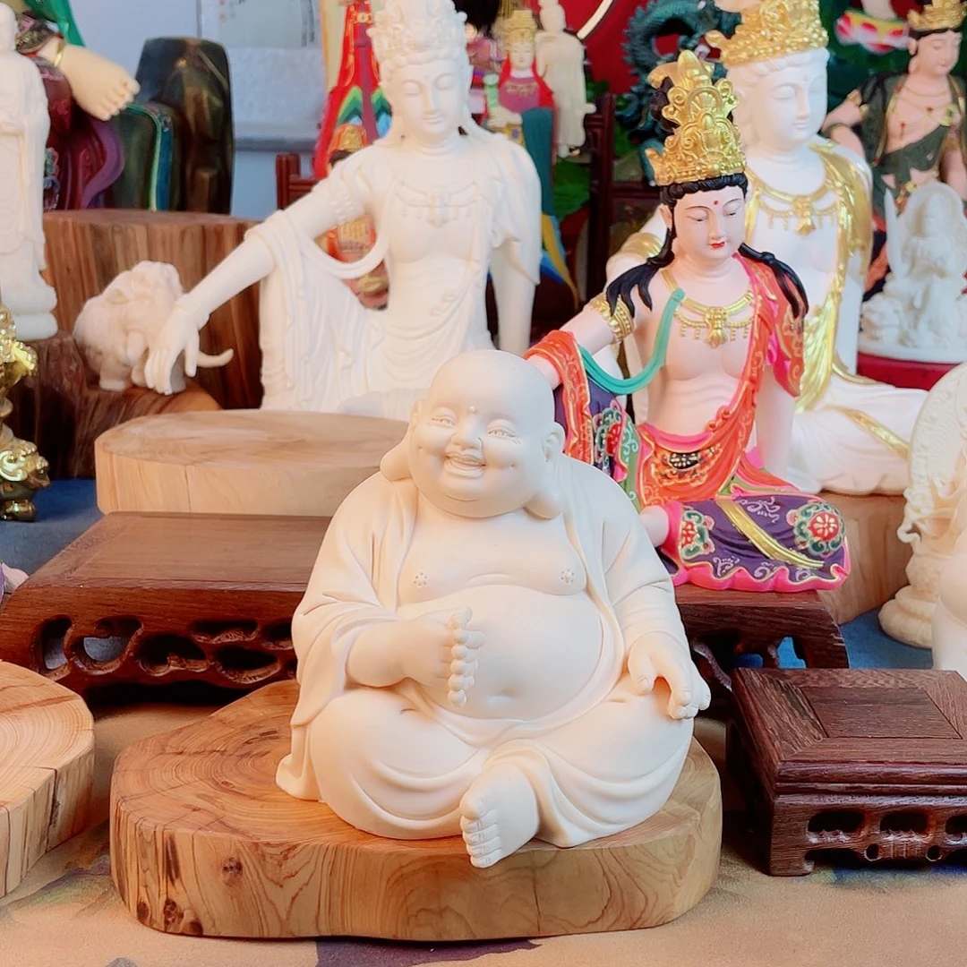 人***夫石材弥勒笑佛家居摆件