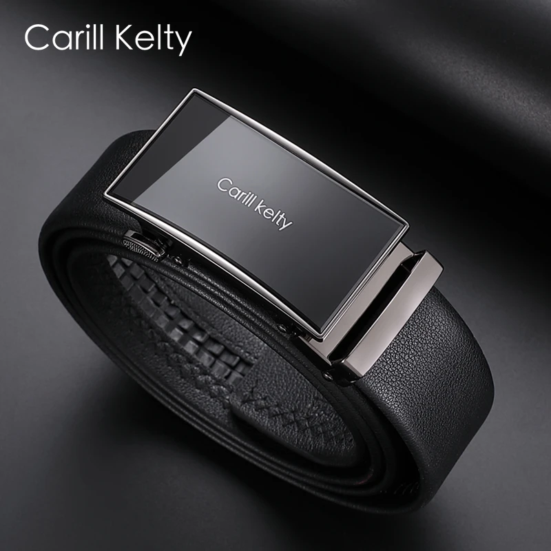 Carill Kelty男款商务自动扣腰带西装正装男士真牛皮皮带中青年