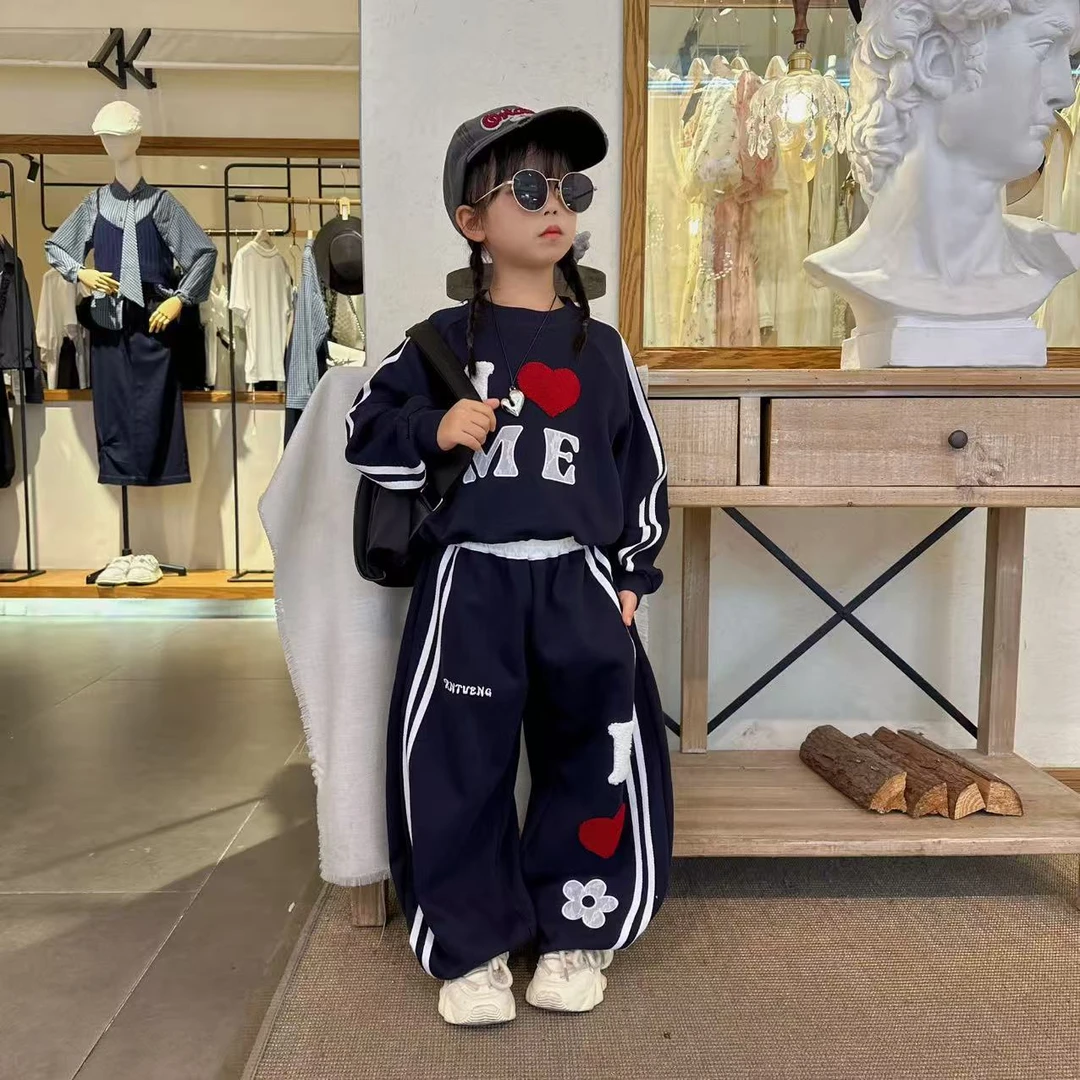 女童运动裤春秋款2025新款洋气儿童秋装裤子中大童休闲裤时髦套装