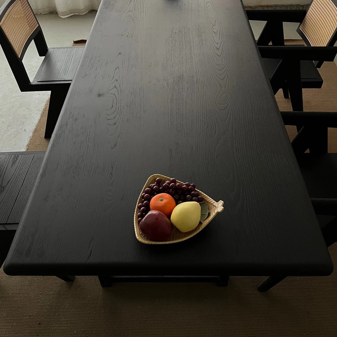 白蜡木骏马黑大板茶桌送一对支架