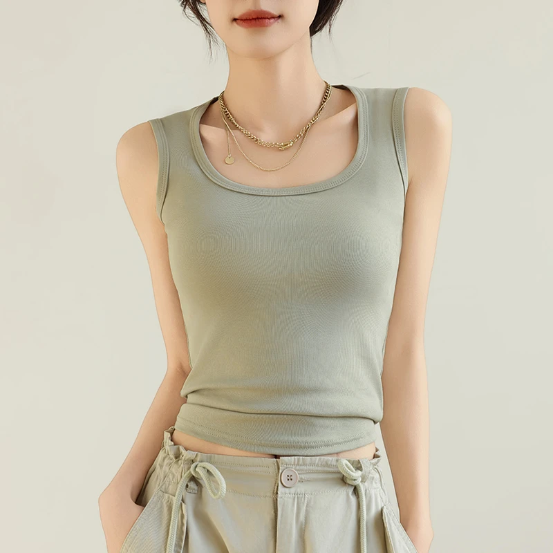 醉梓菡92棉小背心西装内搭瑜伽运动背心无袖吊带女遮副乳工字打底