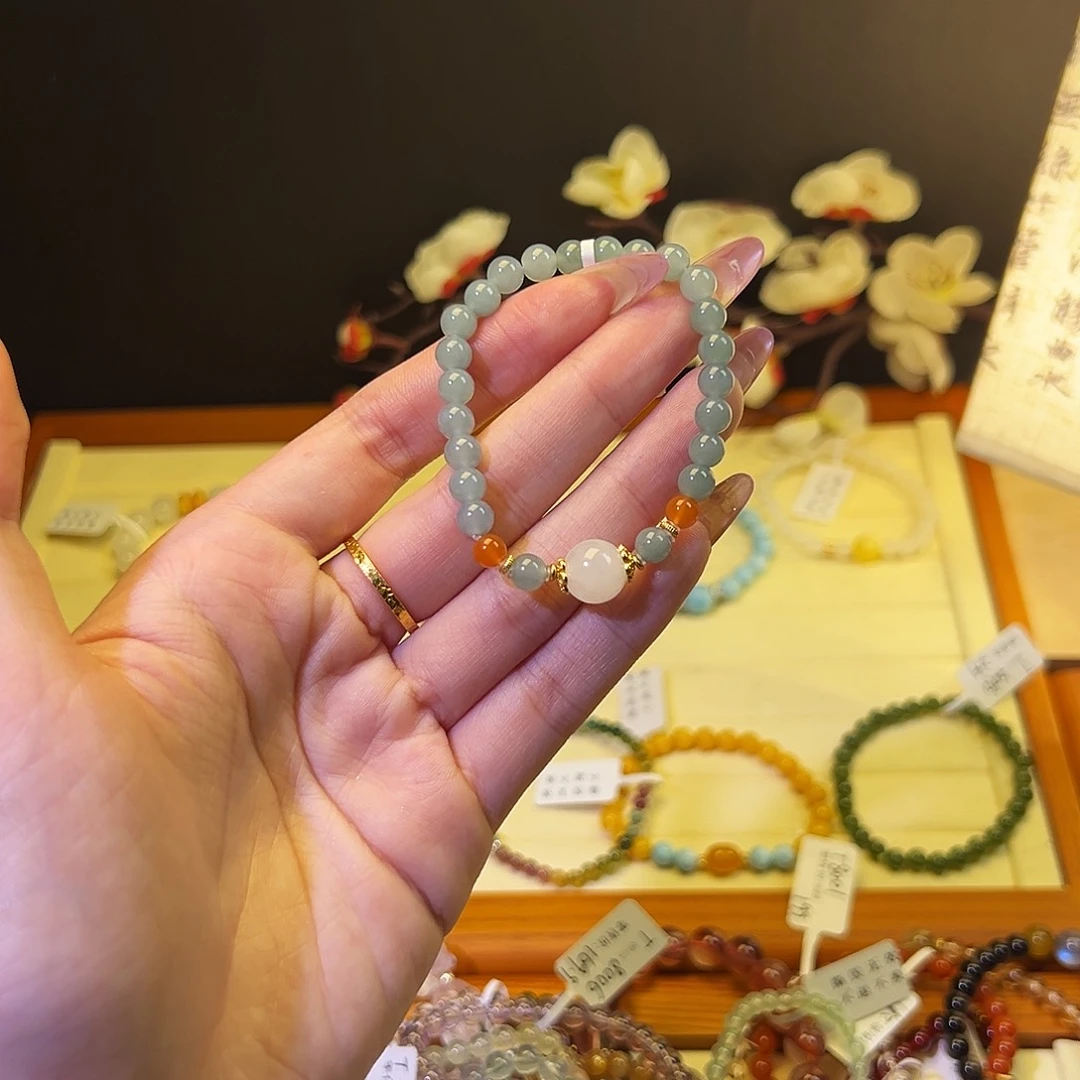水晶手链银S925镶嵌T蓝翡8023
