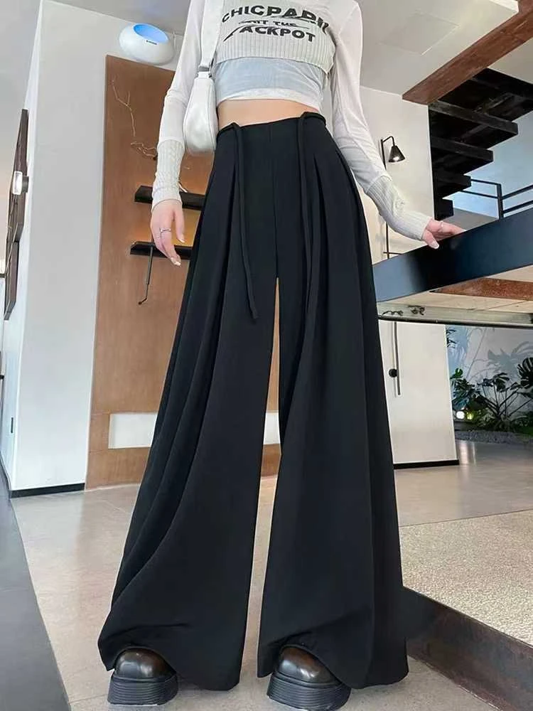 【88810】羊#高腰褶皱宽松阔腿裤