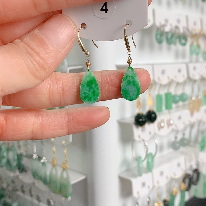 翡翠耳饰18K金镶嵌翡翠