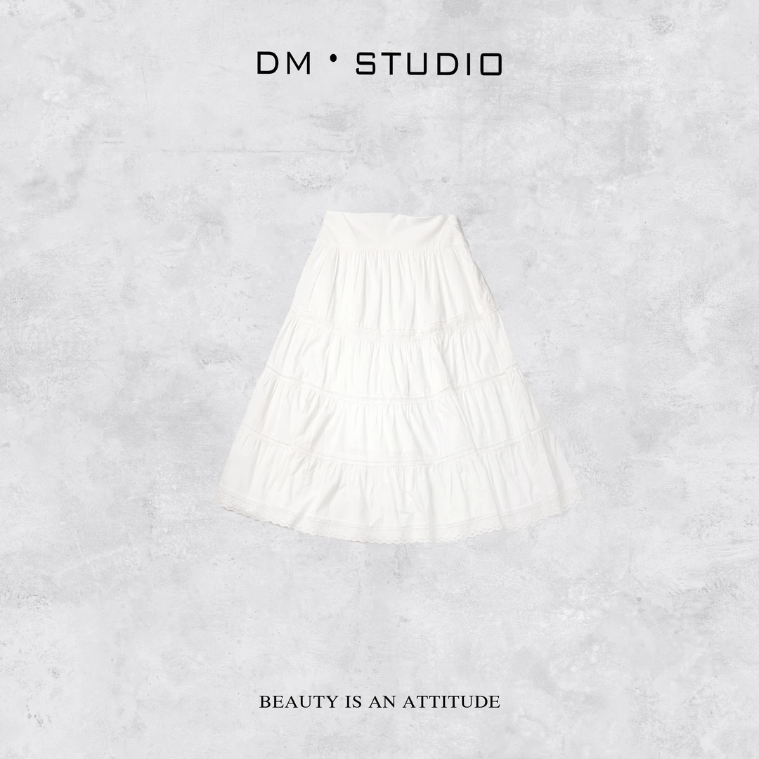 －DM•STUDIO/气质减龄纯色高级感百搭大摆宽松半身裙（8213）
