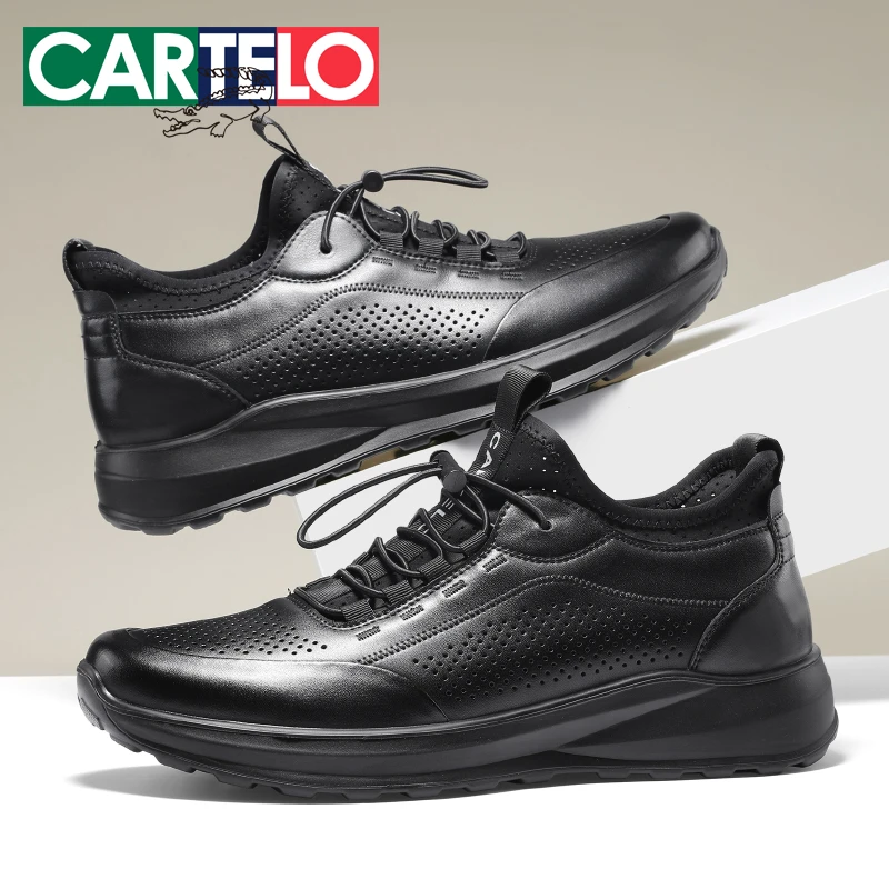 卡帝乐鳄鱼休闲男皮鞋秋季男士真皮透气一脚蹬牛皮爸爸软底男鞋