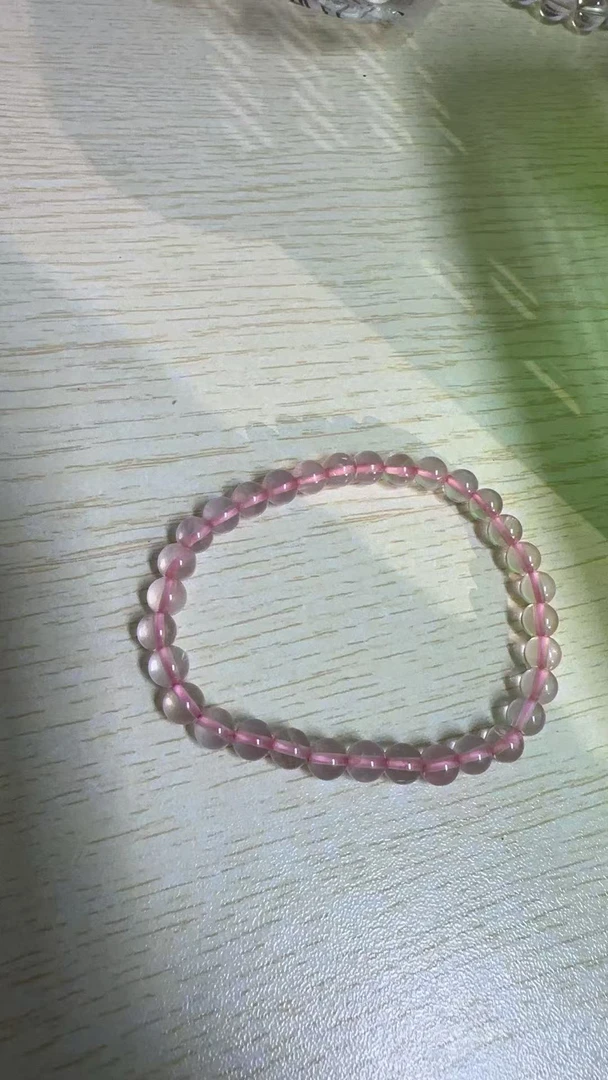 天然粉水晶多圈手串