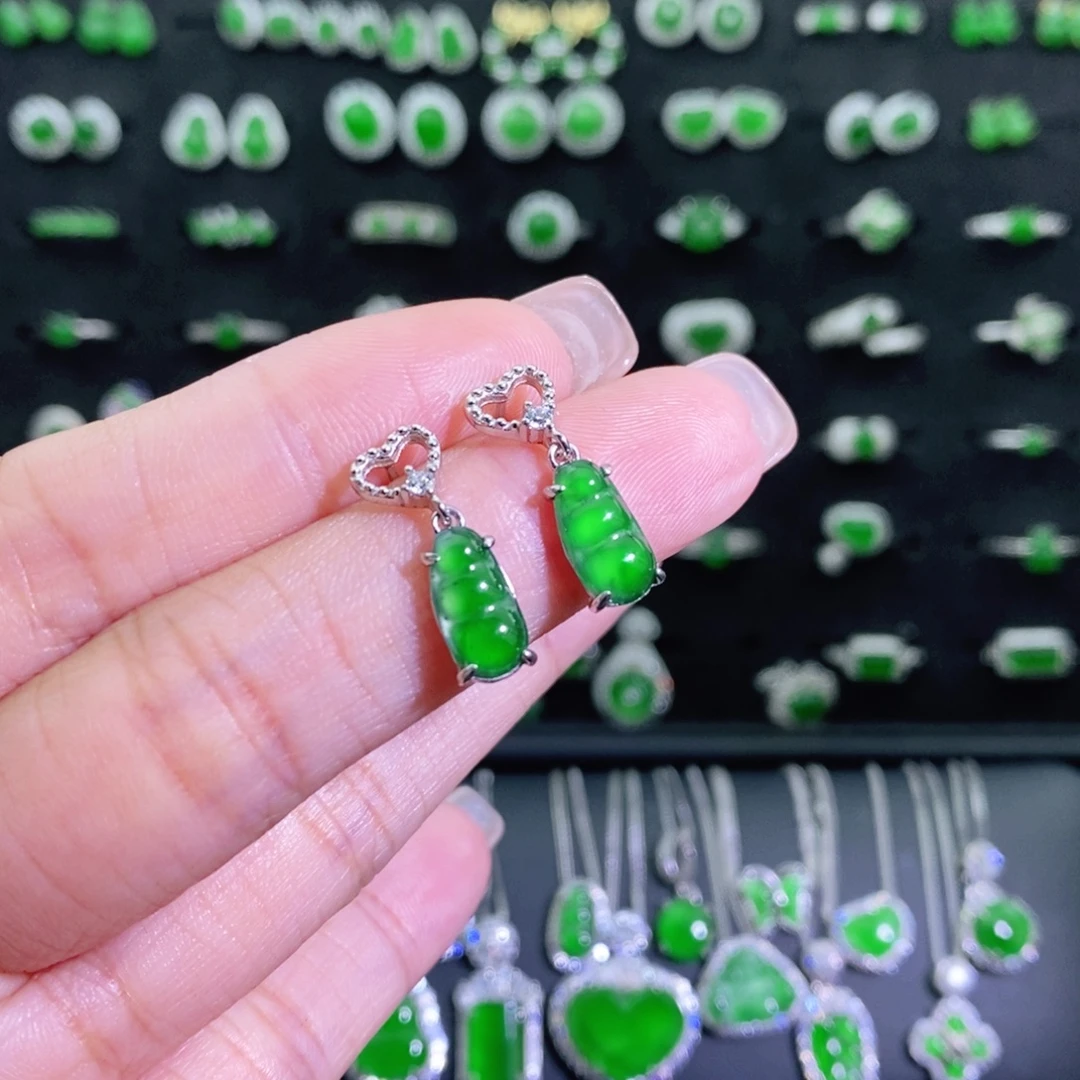 翡翠银S925镶嵌耳饰多样性