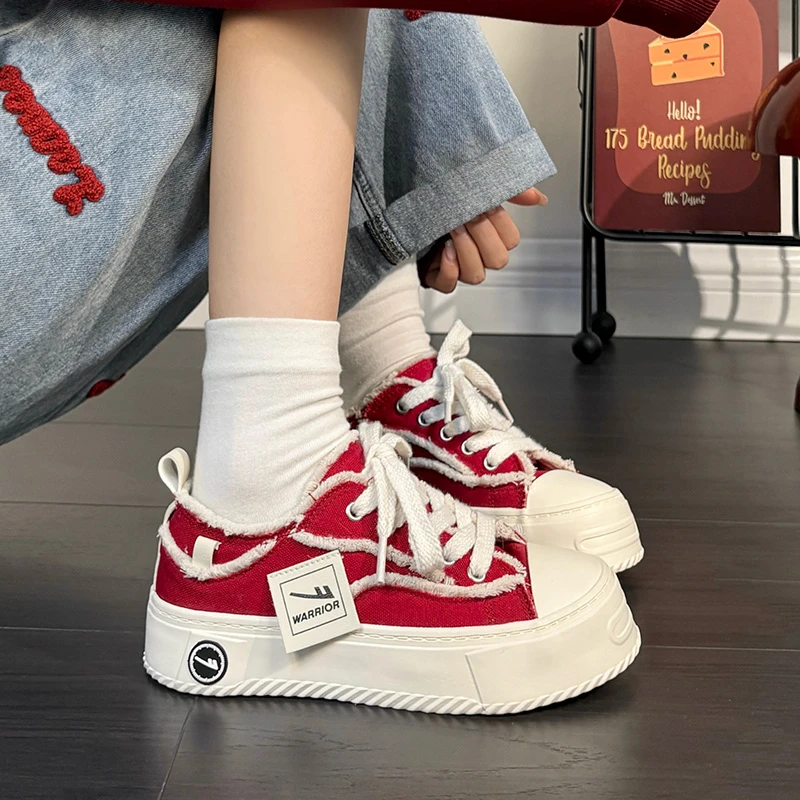 回力女款帆布鞋复古夏季休闲ins百搭时尚学生厚底圆头板鞋小众潮