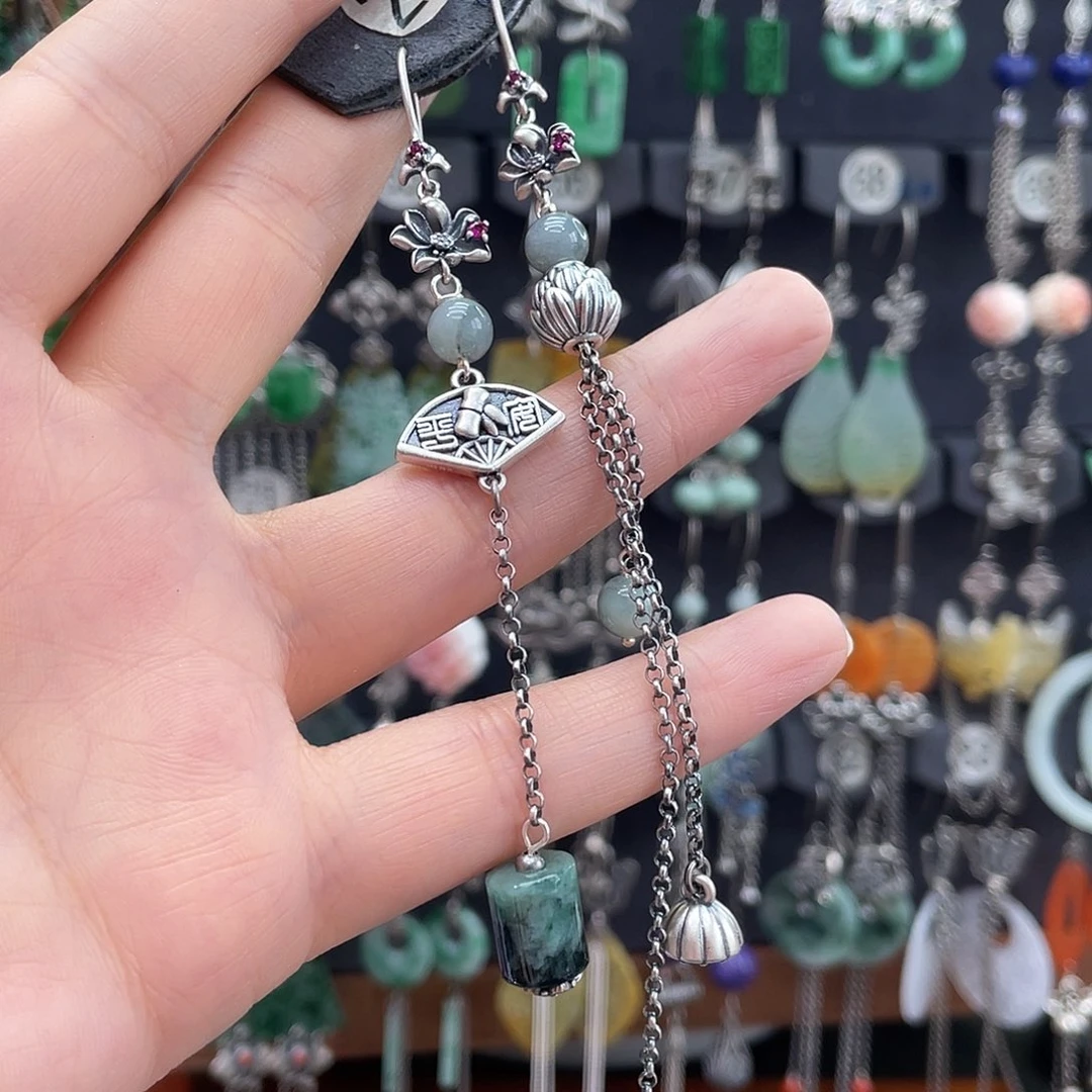 翡翠银S925镶嵌耳饰铜*138gjjhhh