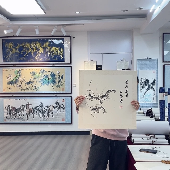 国画黄河春游～纯手绘作品…………