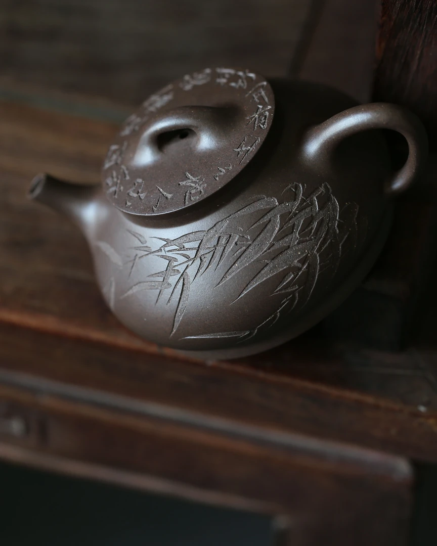 【文人气质文人壶】林曼曼 手工精制《平盖石瓢》宜兴紫砂壶 145cc