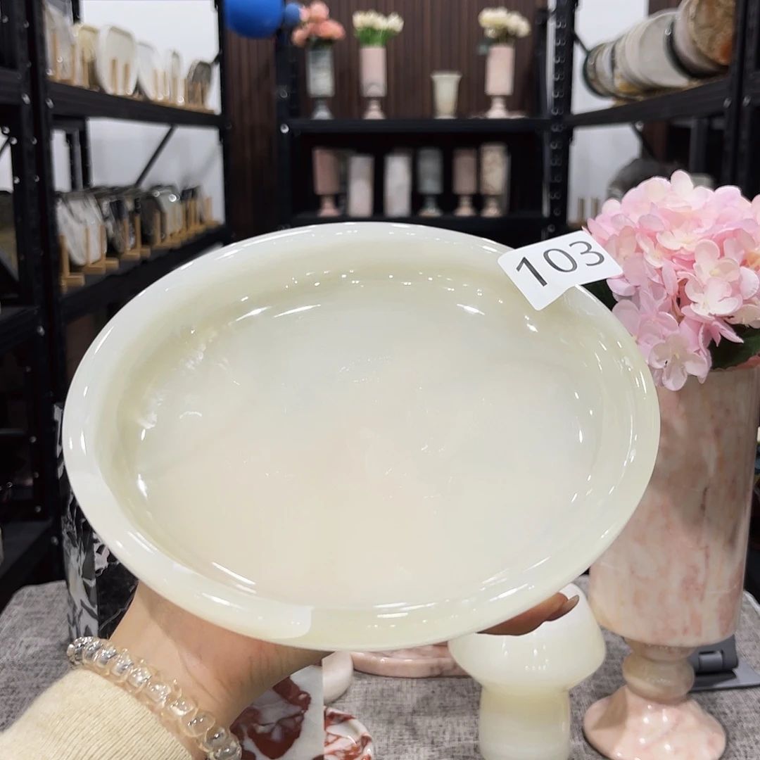 青白玉果盘直径20