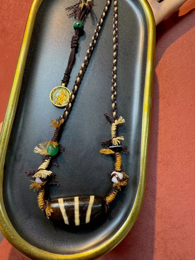 【灰姑娘原创】岗仁波齐牛角线珠天珠编绳项链M3429