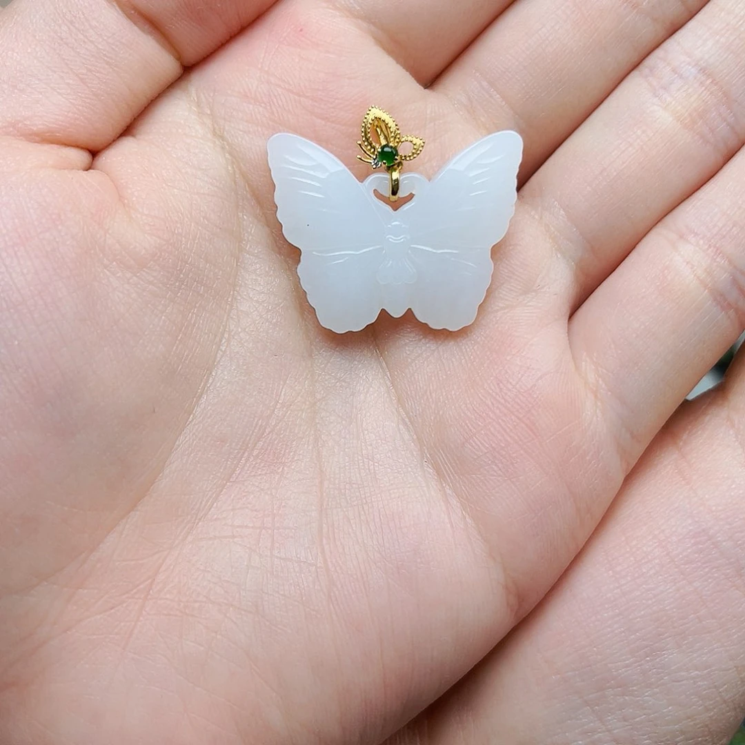 和田玉18K金镶嵌颈饰06
