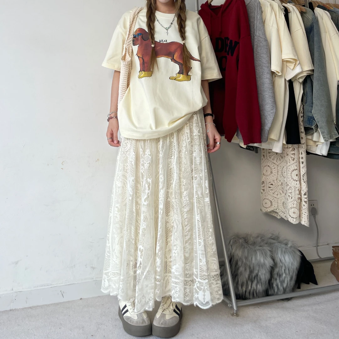 【蕾网纱裙】Pocket口袋服饰春秋新款蕾丝半身网纱裙