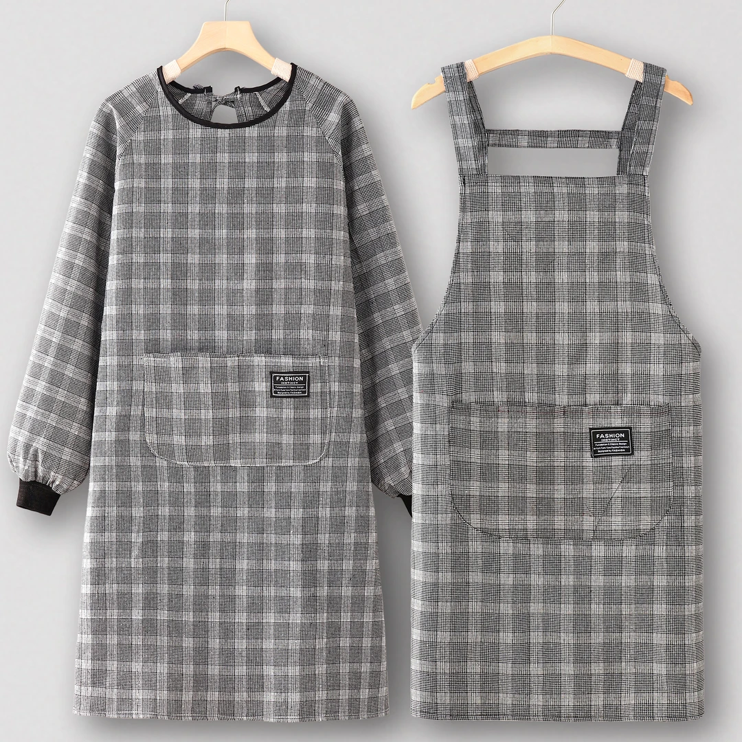 罩衣女新款做饭围裙厨房家用大人长袖工作服洋气防油上班围腰成人