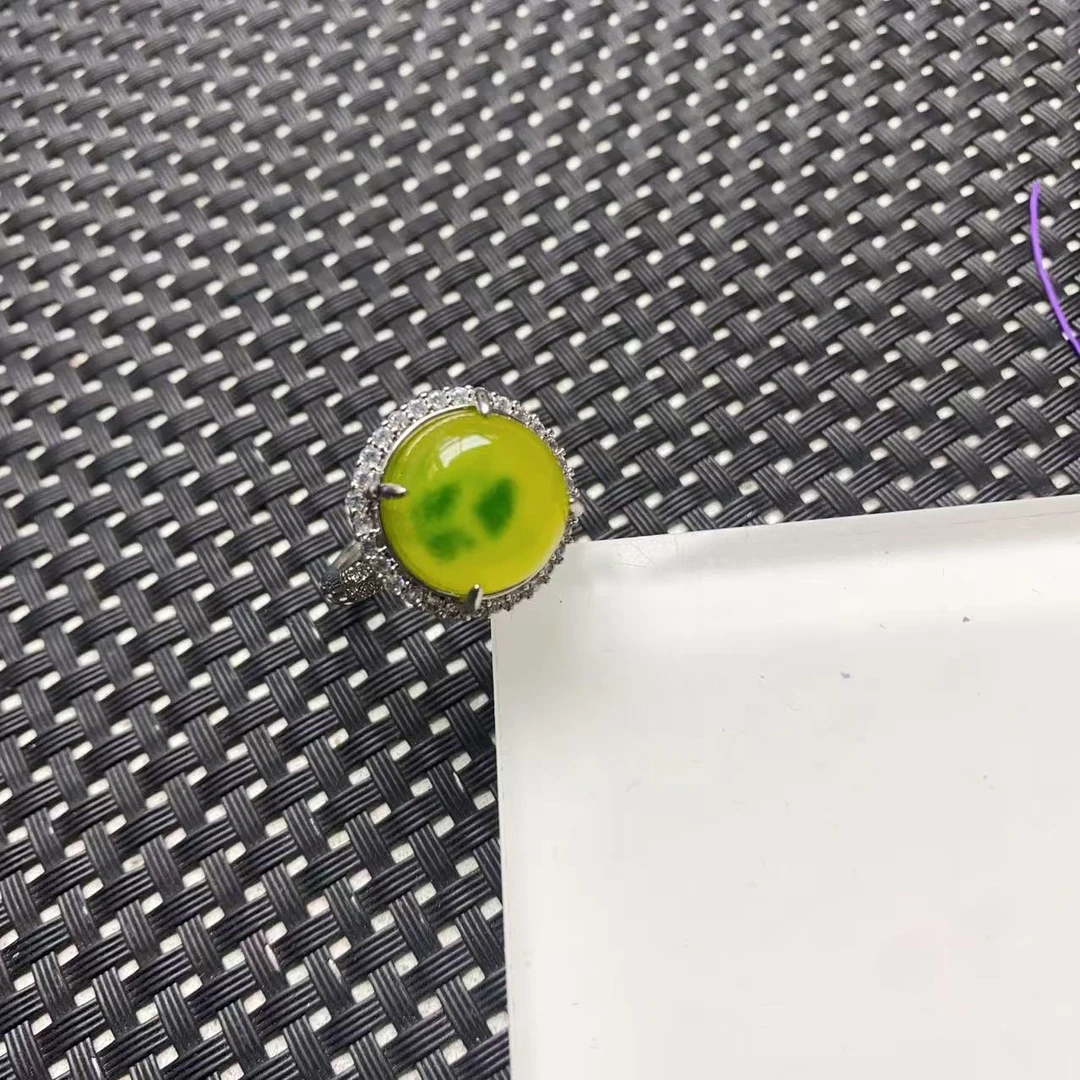 [小石]B792黄加绿圆戒指时尚多样性发一个-奇石