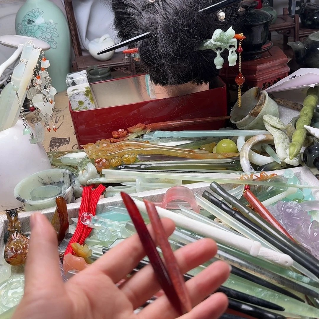 蛇纹石玉合金发饰