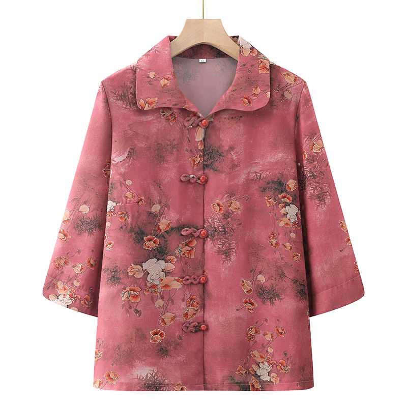 中老年人夏季衬衣奶奶装夏装上衣老人衬衫婆婆衣服透气洋气妈妈装