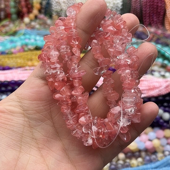 玛瑙/玉髓未镶嵌珠宝半成品一条西瓜晶碎石75cm左右