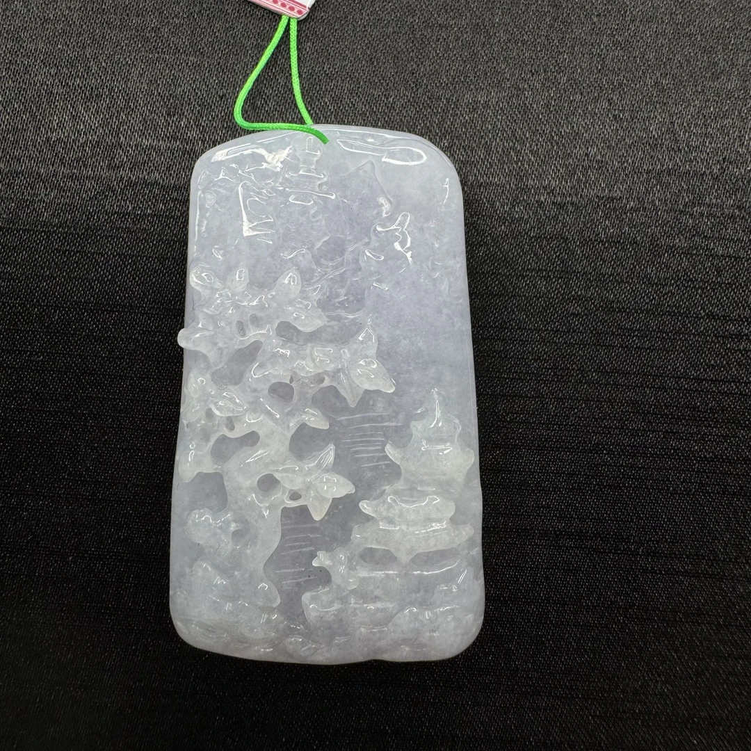 13翡翠冰紫山水牌/301089保利厦门拍卖