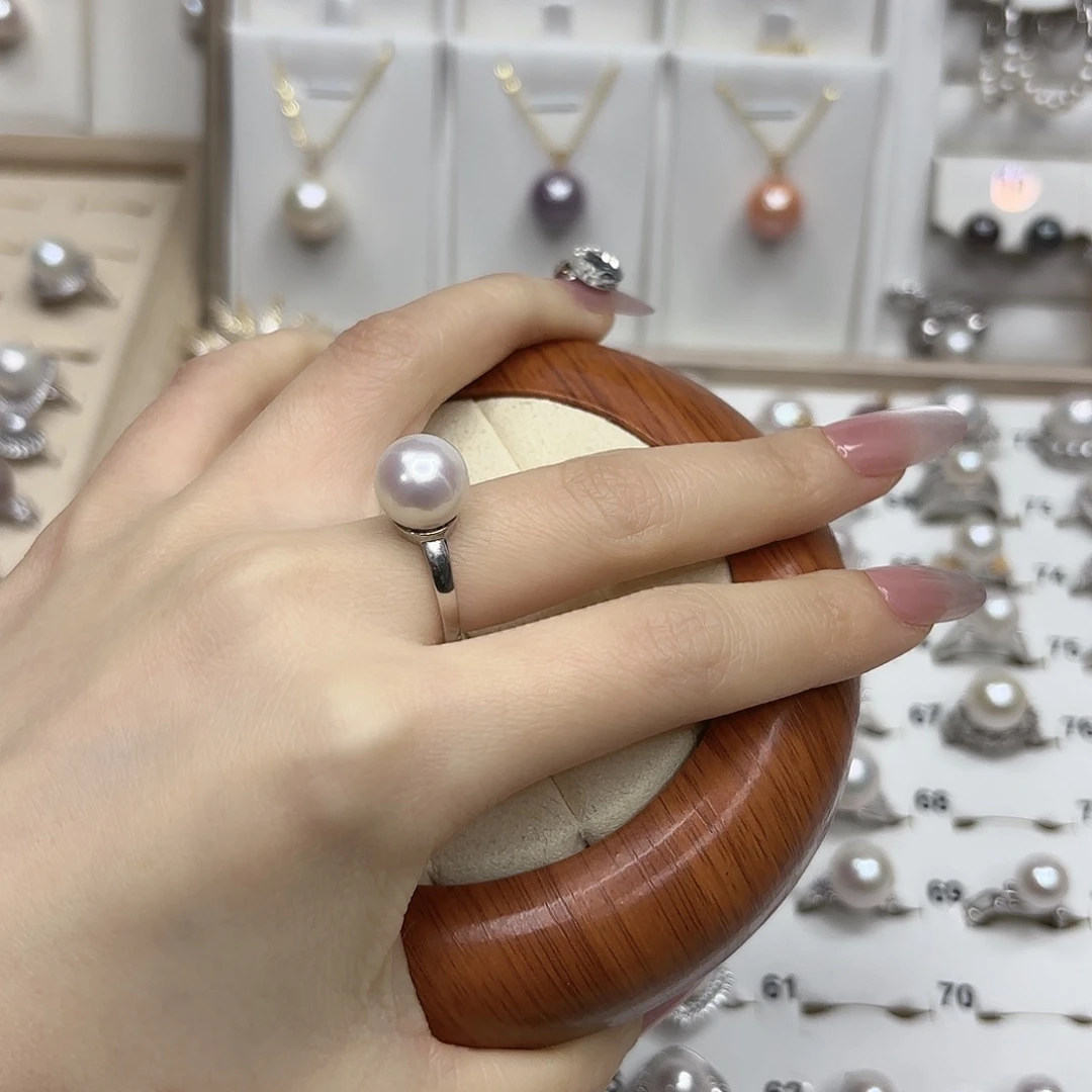 L***阳戒指银S925镶嵌淡水珍珠