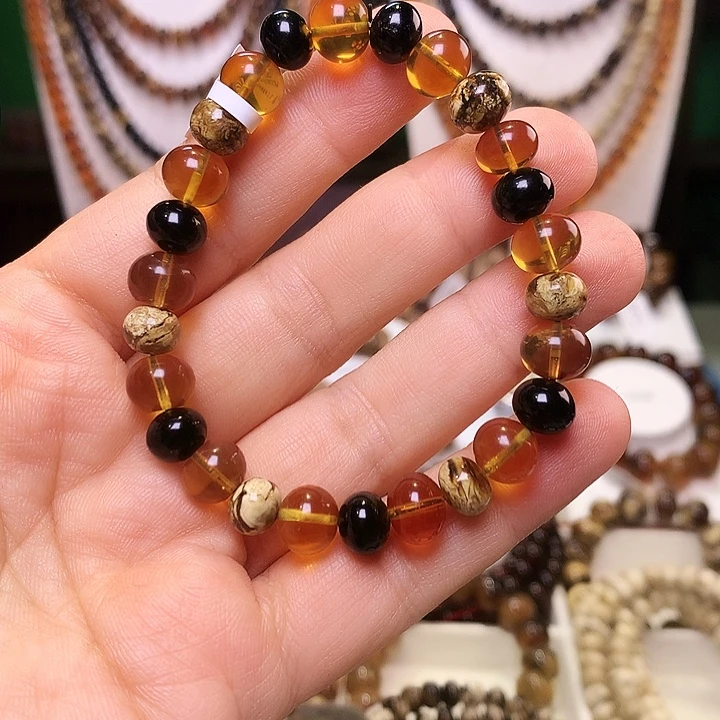 琥珀未镶嵌裸石抚顺琥珀满天星多宝8+300