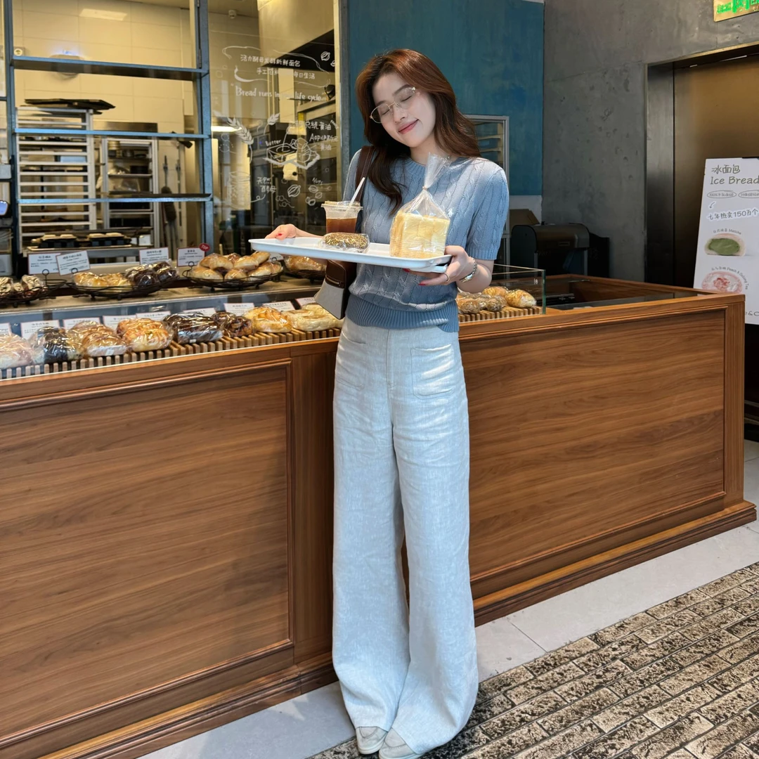 UTWU小敏「绞花polo」亚麻×莱赛尔绞花纯色百搭圆领polo衫S25Z1008