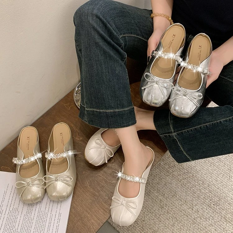 简约风~2023夏新款 包头蝴蝶结外穿女拖鞋