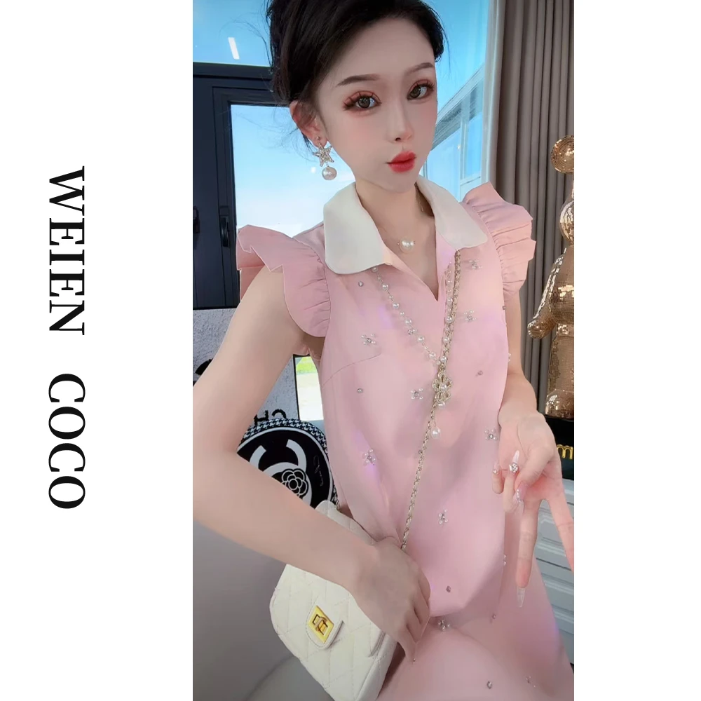 【薇恩COCO】舒适气质镶钻连衣裙时尚夏季日常短款女装连衣裙K4592