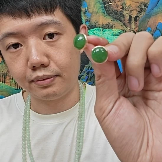 和田玉未镶嵌耳饰寒*