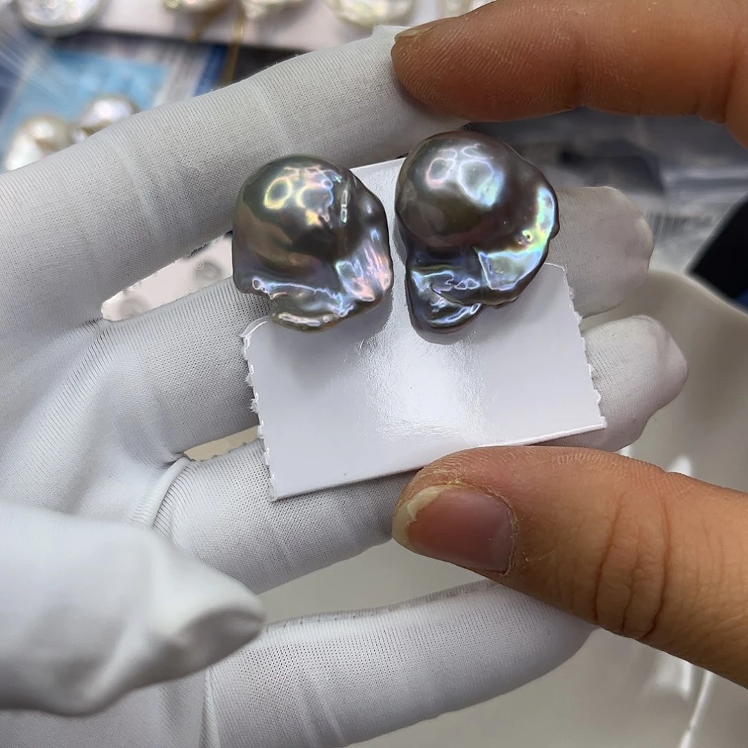 淡水珍珠银S925镶嵌耳饰