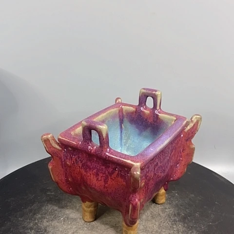 摆件〈****4钧窑四方鼎造型独特