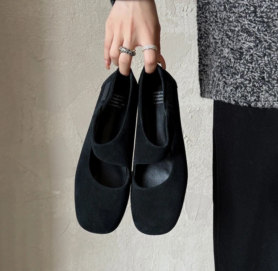 法式复古方头玛丽珍鞋女2025秋季新款温柔气质一字带平底浅口单鞋