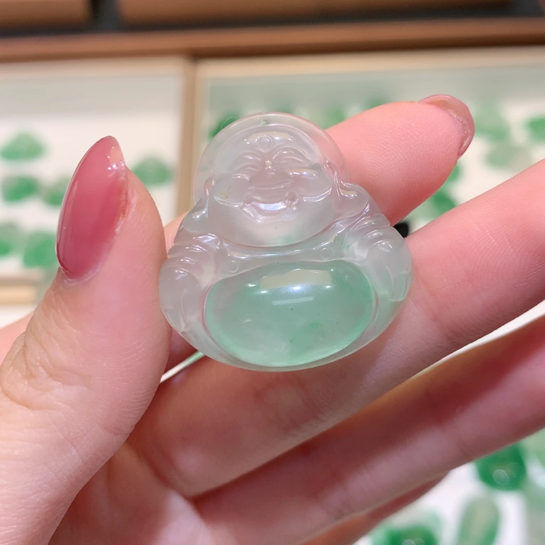 石英质玉（非洲翠）未镶嵌颈饰4*佛公