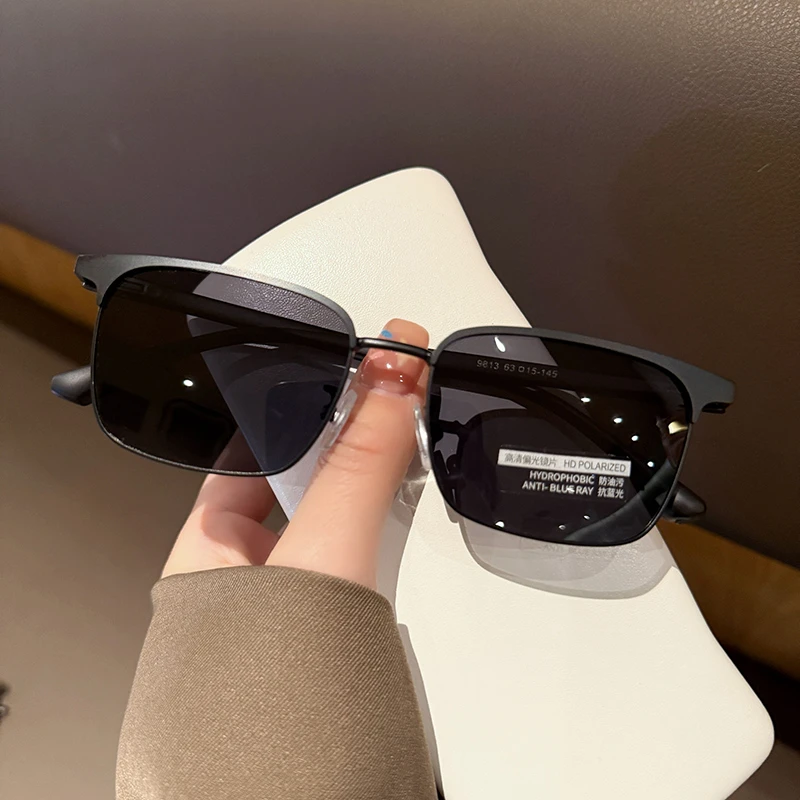 新款偏光变色太阳镜男复古眉框半框防紫外线墨镜潮流2025时尚开车