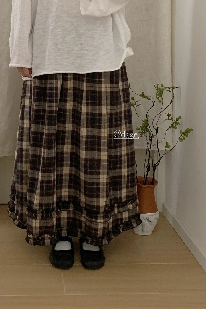 米多多 DAGE#50258#格子花边半裙