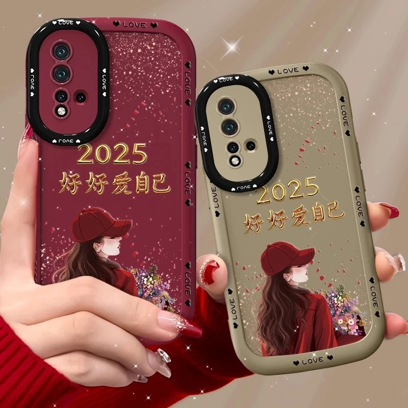 适用华为nova5Pro手机壳捧花爱自己泡芙壳硅胶软壳镜头保护套