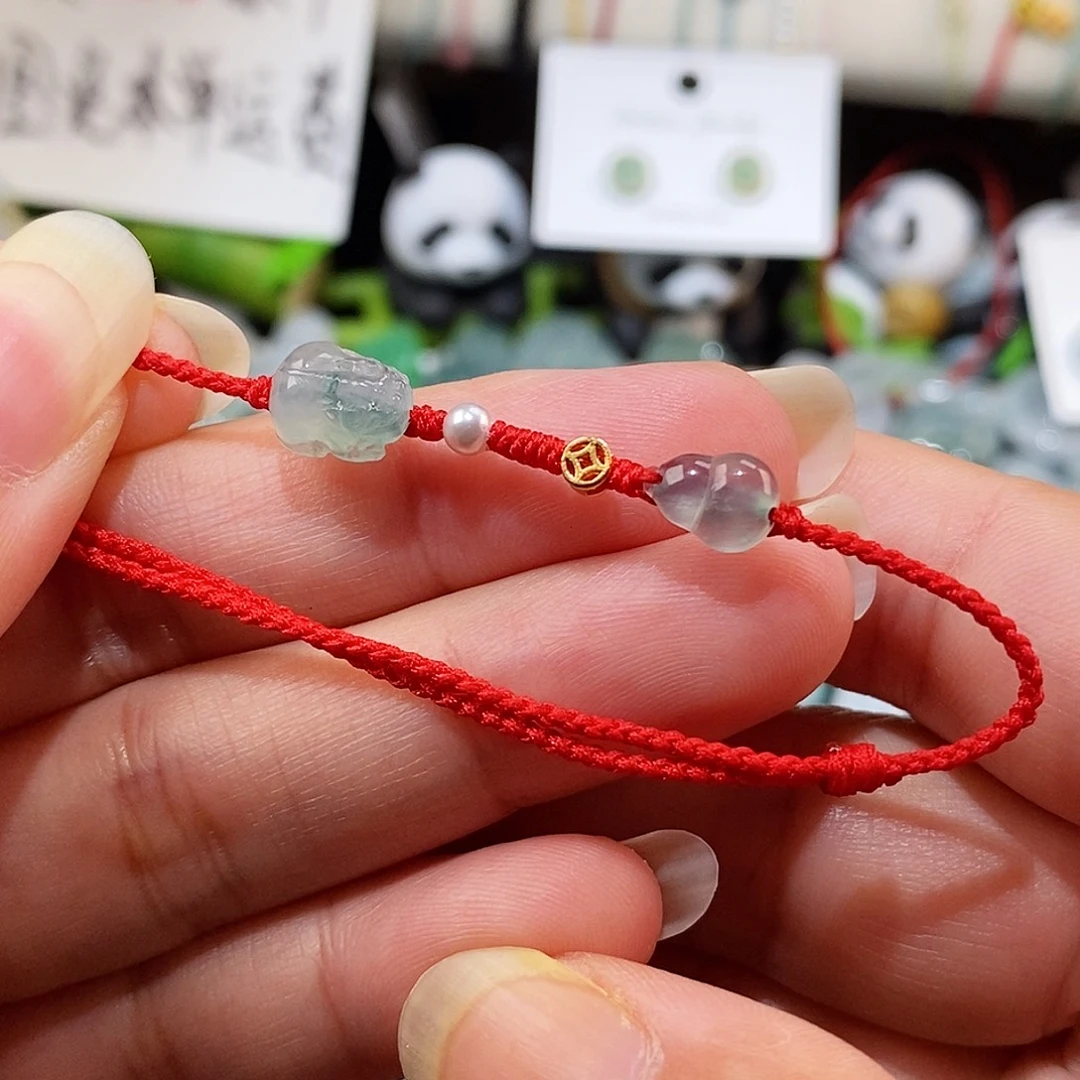 翡翠未镶嵌颈饰貔貅红绳15