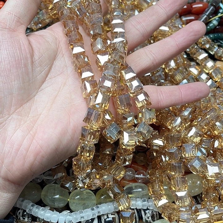 玛瑙/玉髓珠宝半成品合金一条10mm施华洛水晶方糖