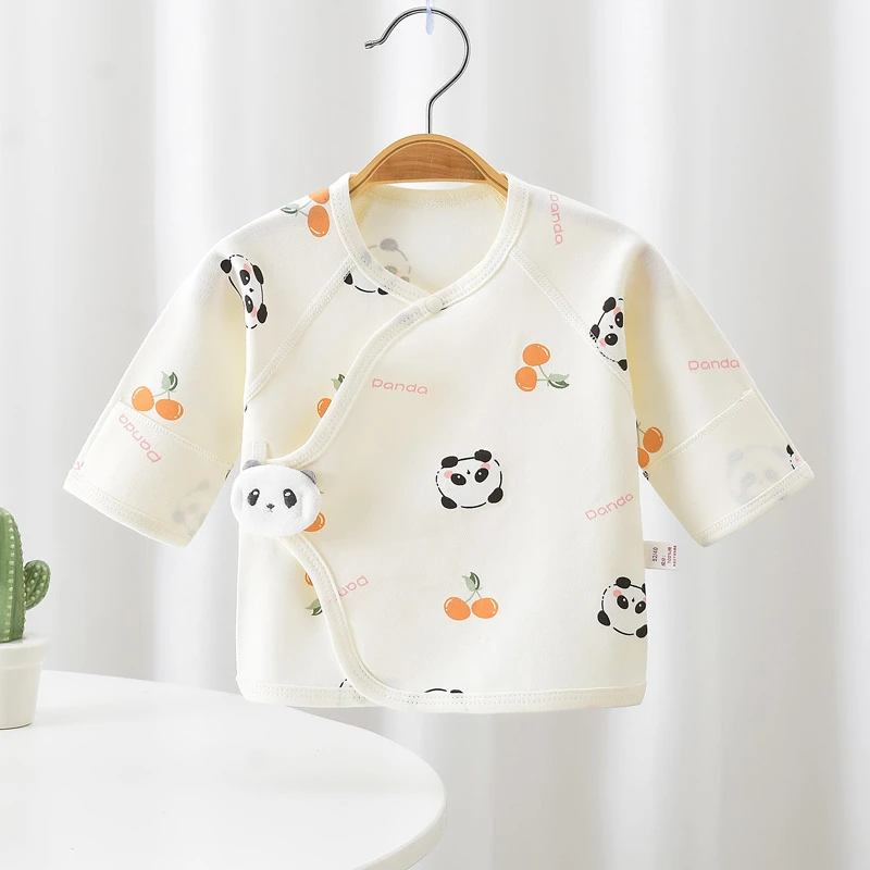 2件装0-3月初生婴儿a纯棉无骨半背衣春秋薄新生儿上衣和尚服四季