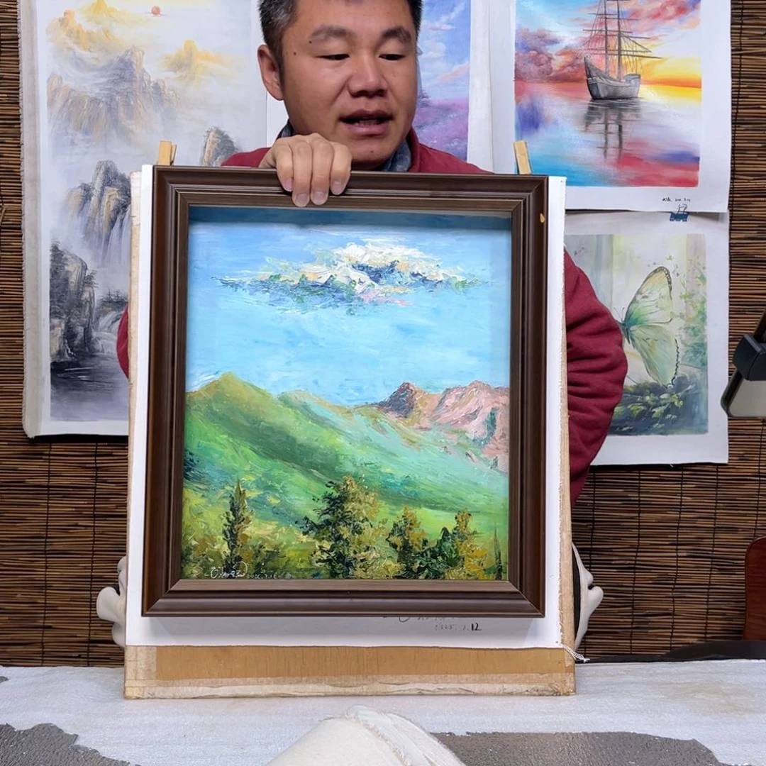 油画行路人小院绘画作品竞拍