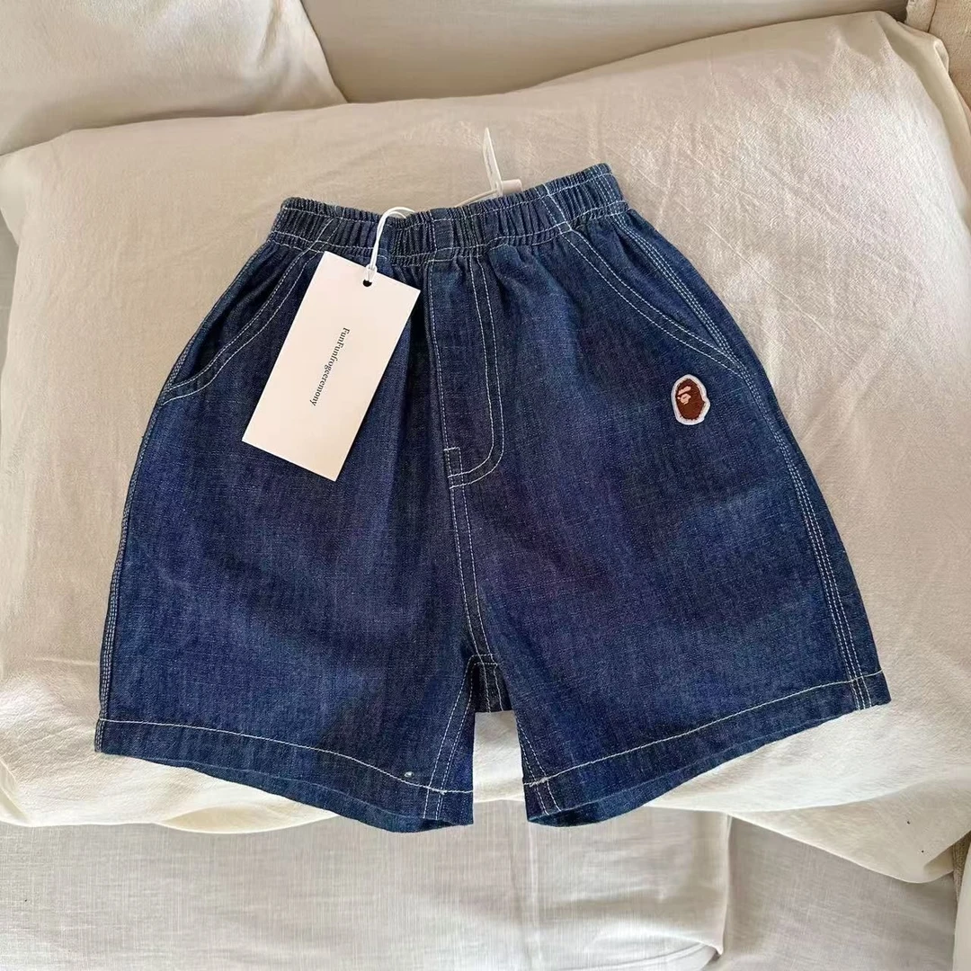 儿童牛仔短裤男薄款夏季新款小童纯色五分裤潮宝宝中裤女宽松时髦